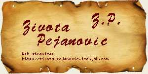 Života Pejanović vizit kartica